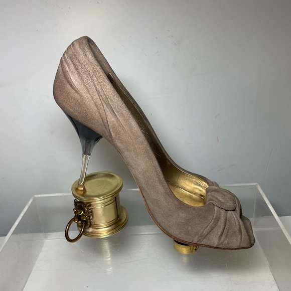 PRADA suede peep pumps beige sz 40 US 9 made in italy main image 5